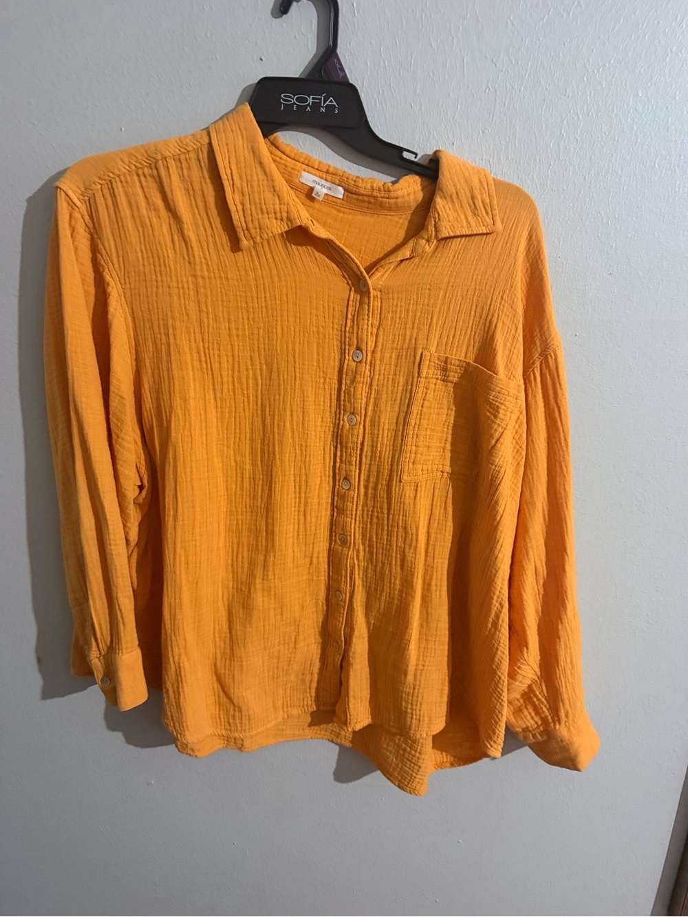 Maurices Textured Bright Orange Button-Down Shirt